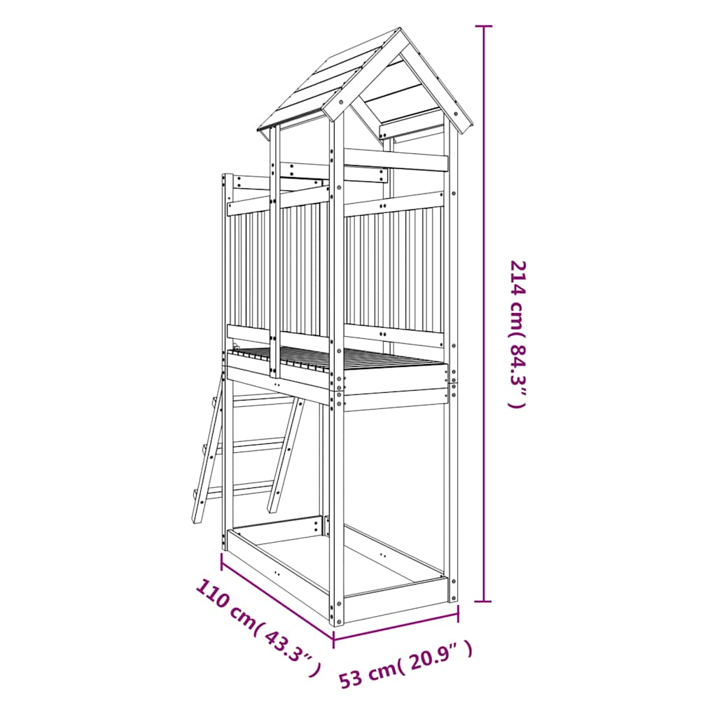 Play tower 53x110x214 cm solid pine wood