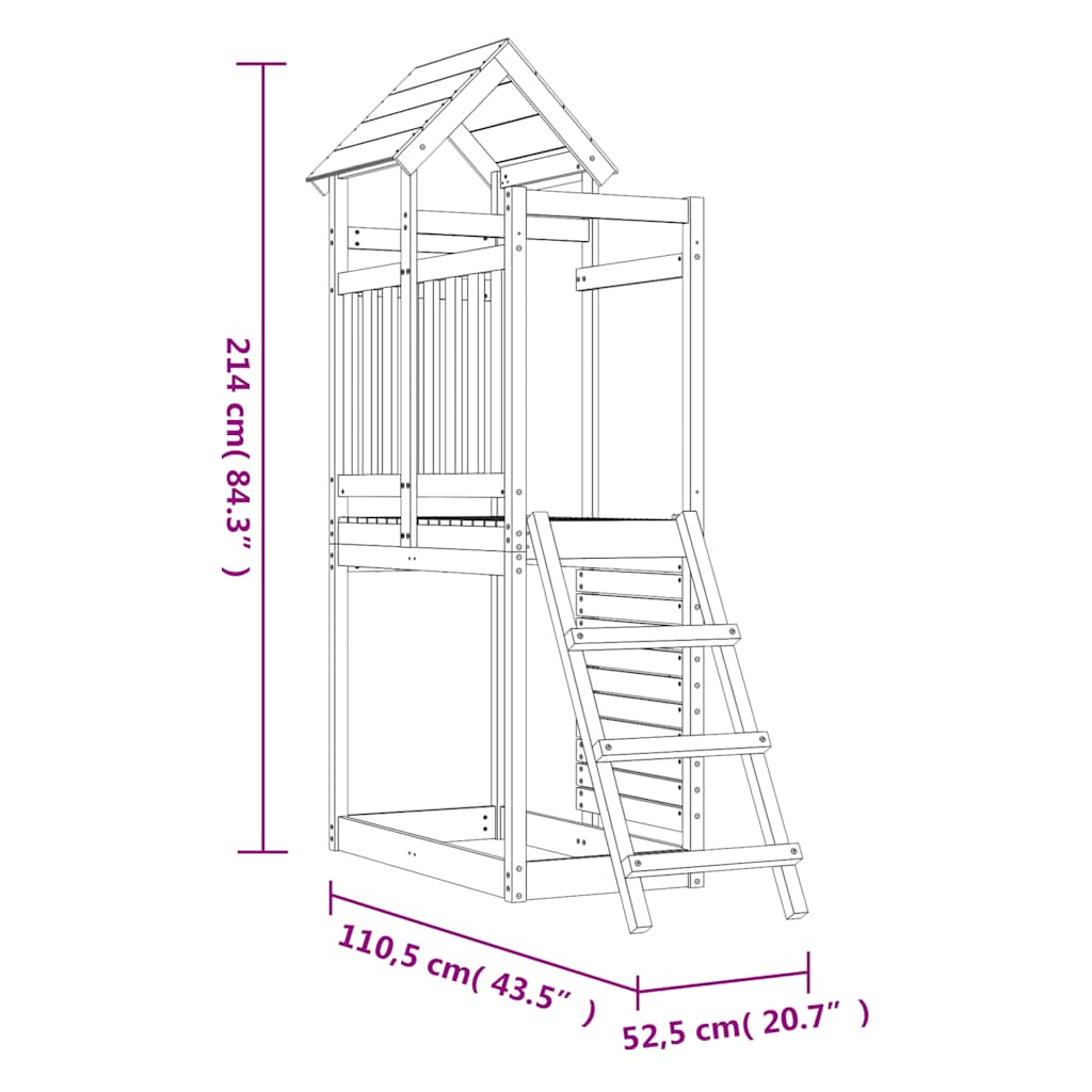 Spielturm 52,5x110,5x214 cm Massivholz Douglasie