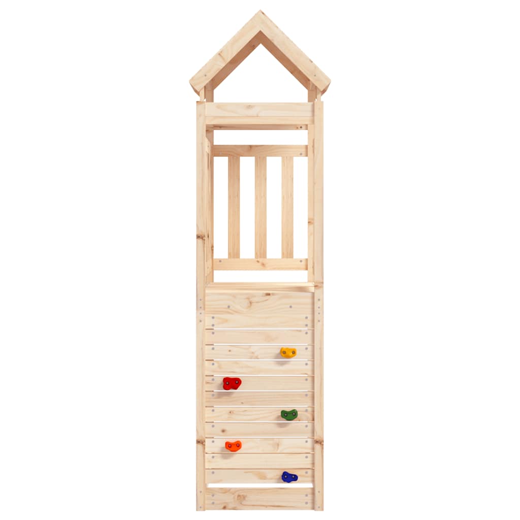 Play tower with climbing wall 53x110.5x214 cm solid pine wood