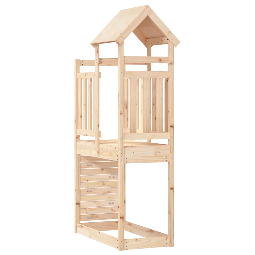 Play tower with climbing wall 53x110.5x214 cm solid pine wood