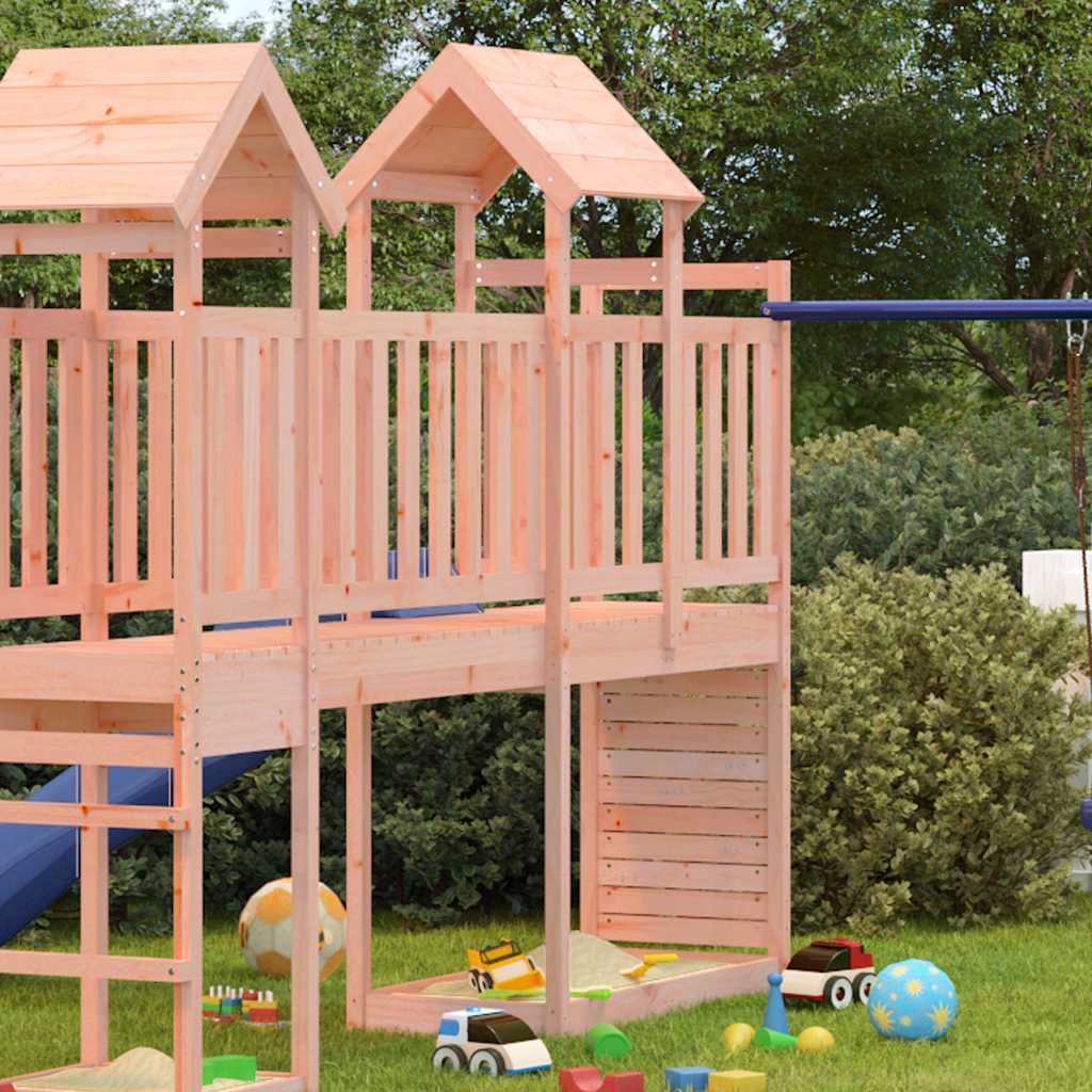 Play tower with climbing wall 53x110.5x214 cm solid wood Douglas fir