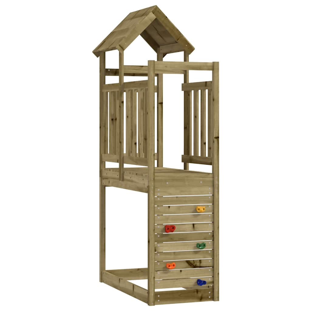 Play tower with climbing wall 53x110.5x214 cm wood impregnated