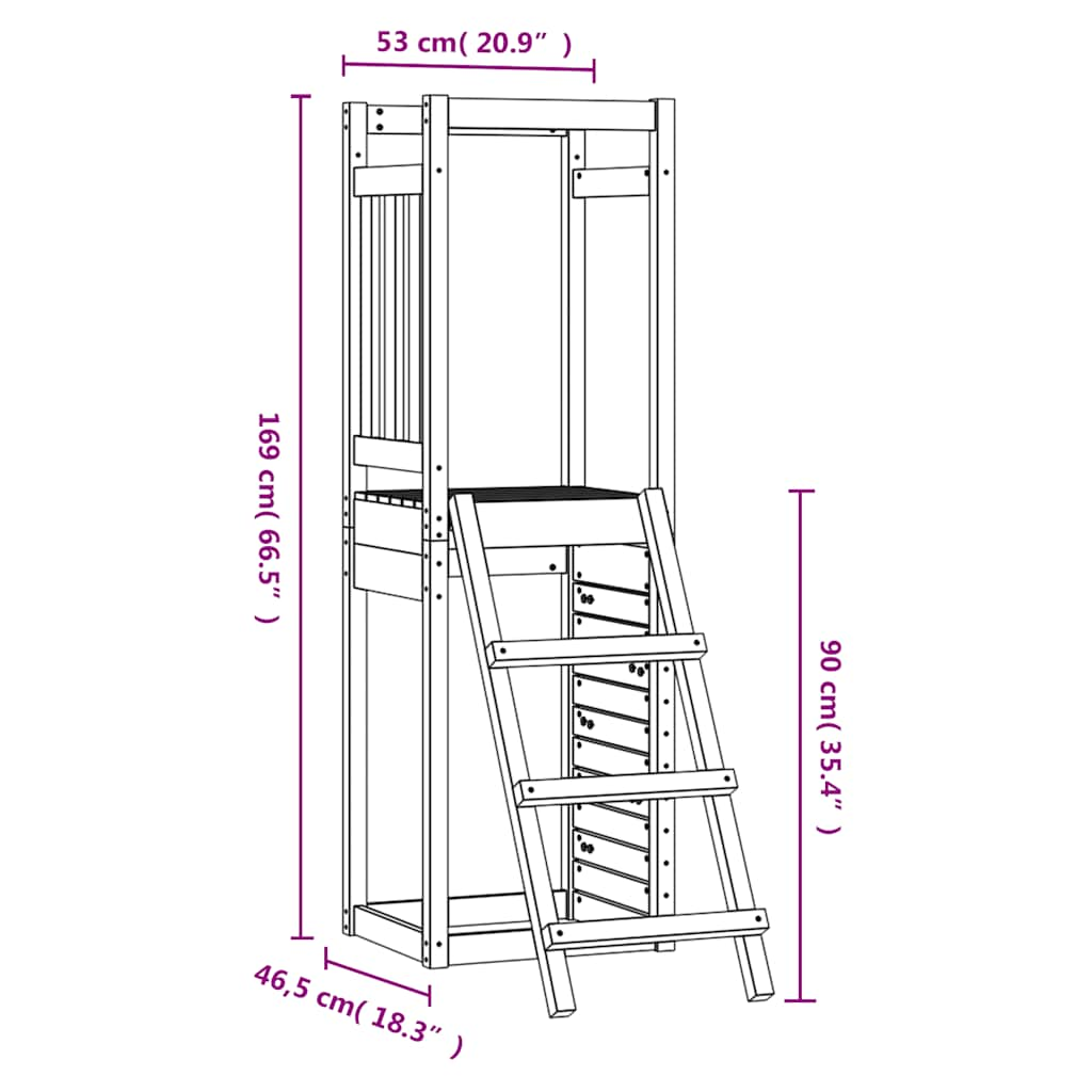 Play tower 53x46.5x169 cm solid pine wood