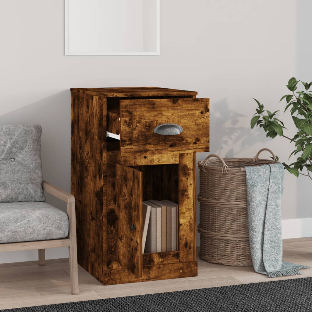 Side Cabinet with Drawer Smoked Oak 40x50x75 cm