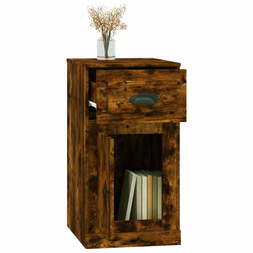 Side Cabinet with Drawer Smoked Oak 40x50x75 cm