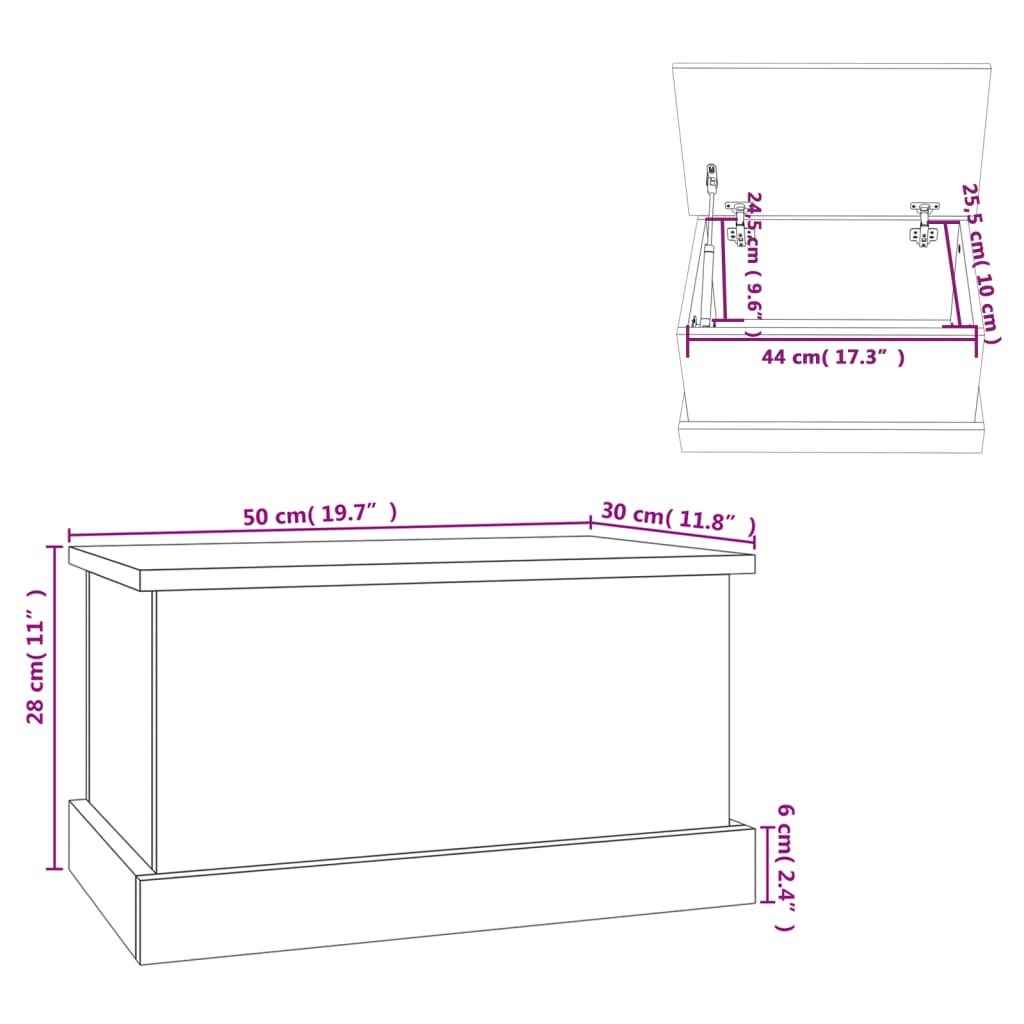 Chest Black 50x30x28 cm Wood Material