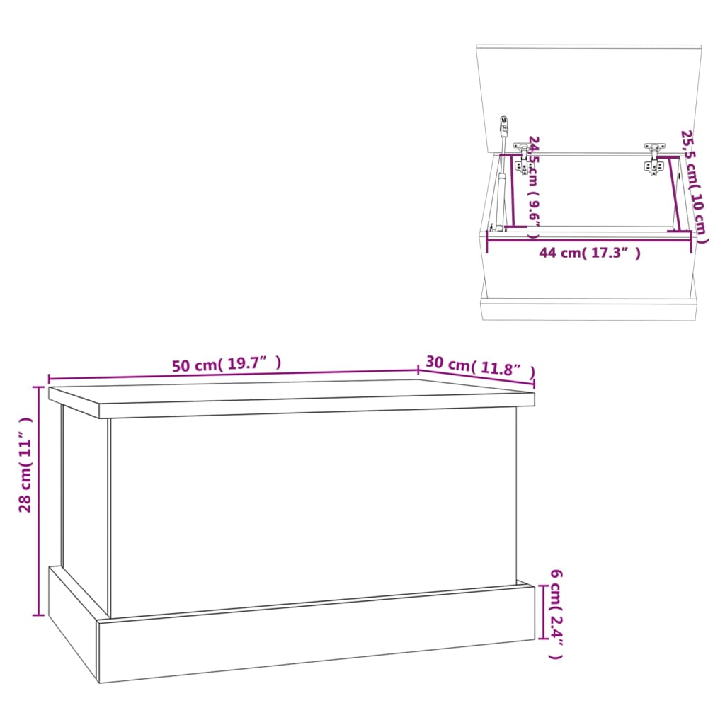 Chest High Gloss White 50x30x28 cm Wood Material