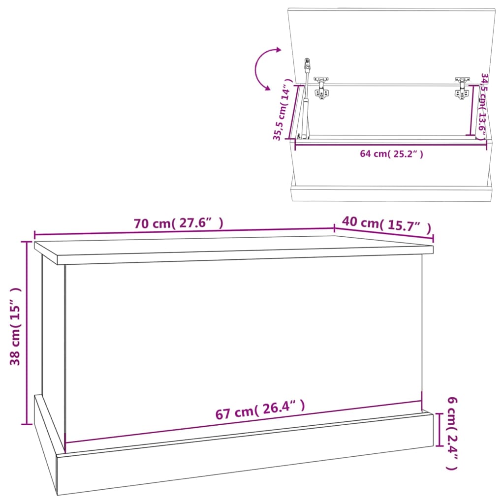 Chest White 70x40x38 cm Wood Material