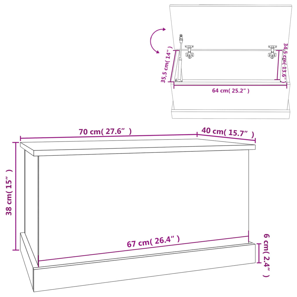 Chest Black 70x40x38 cm Wood Material