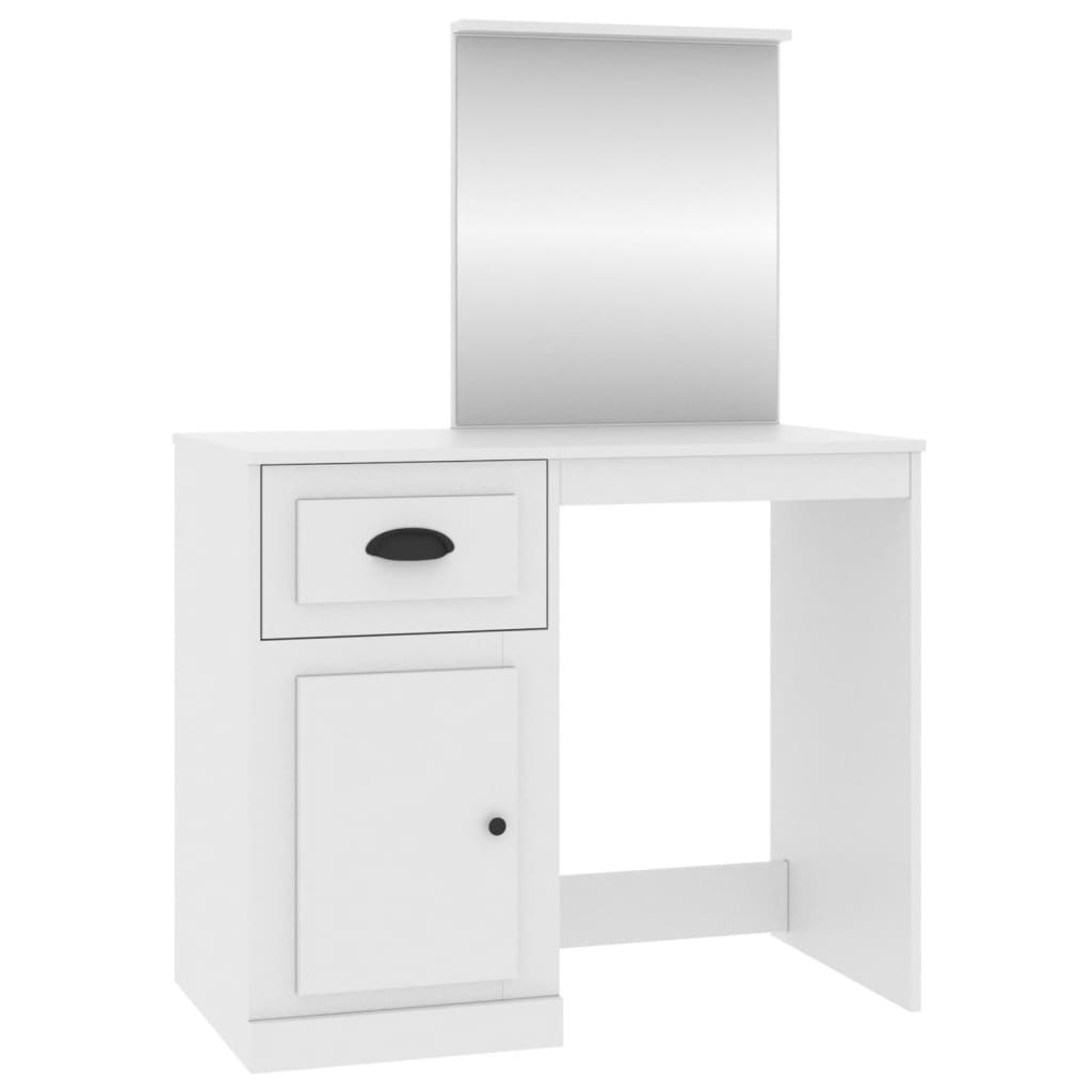 Dressing Table with Mirror White 90x50x132.5 cm Wood Material