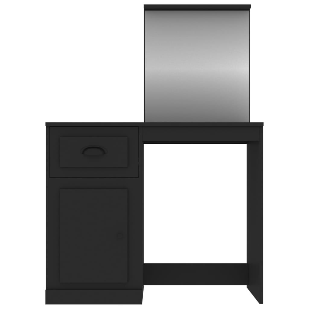 Dressing Table with Mirror Black 90x50x132.5 cm Wood Material