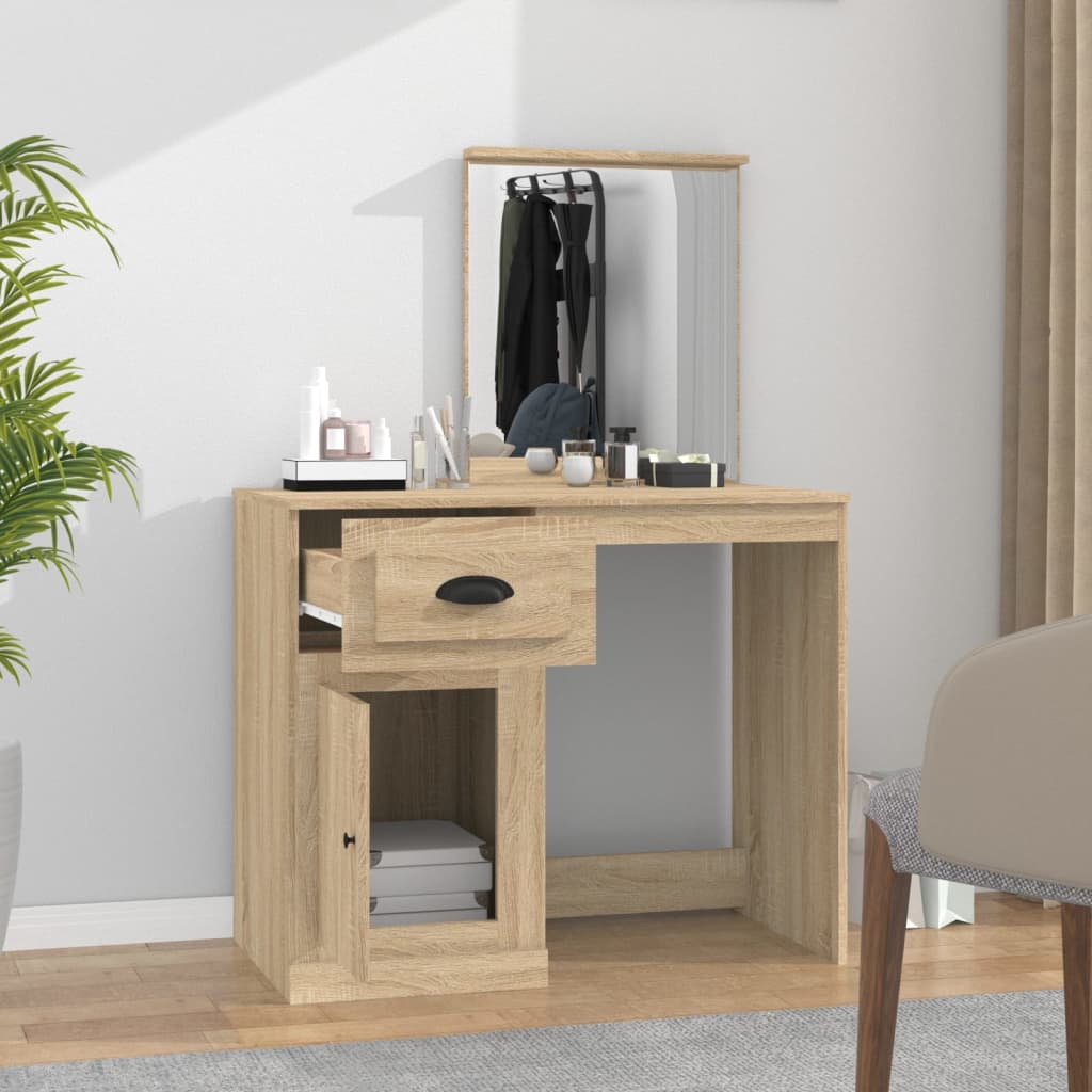 Dressing table with mirror Sonoma oak 90x50x132.5 cm