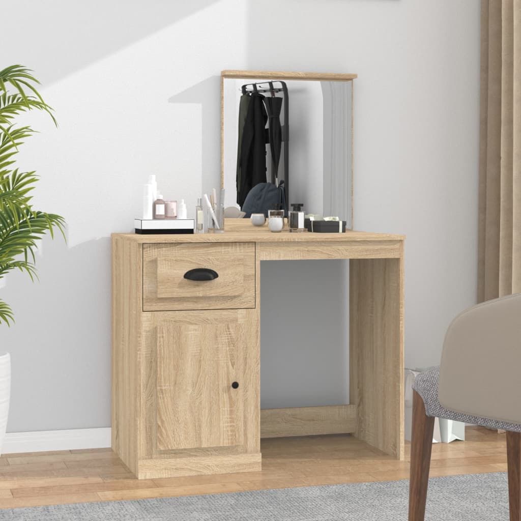 Dressing table with mirror Sonoma oak 90x50x132.5 cm