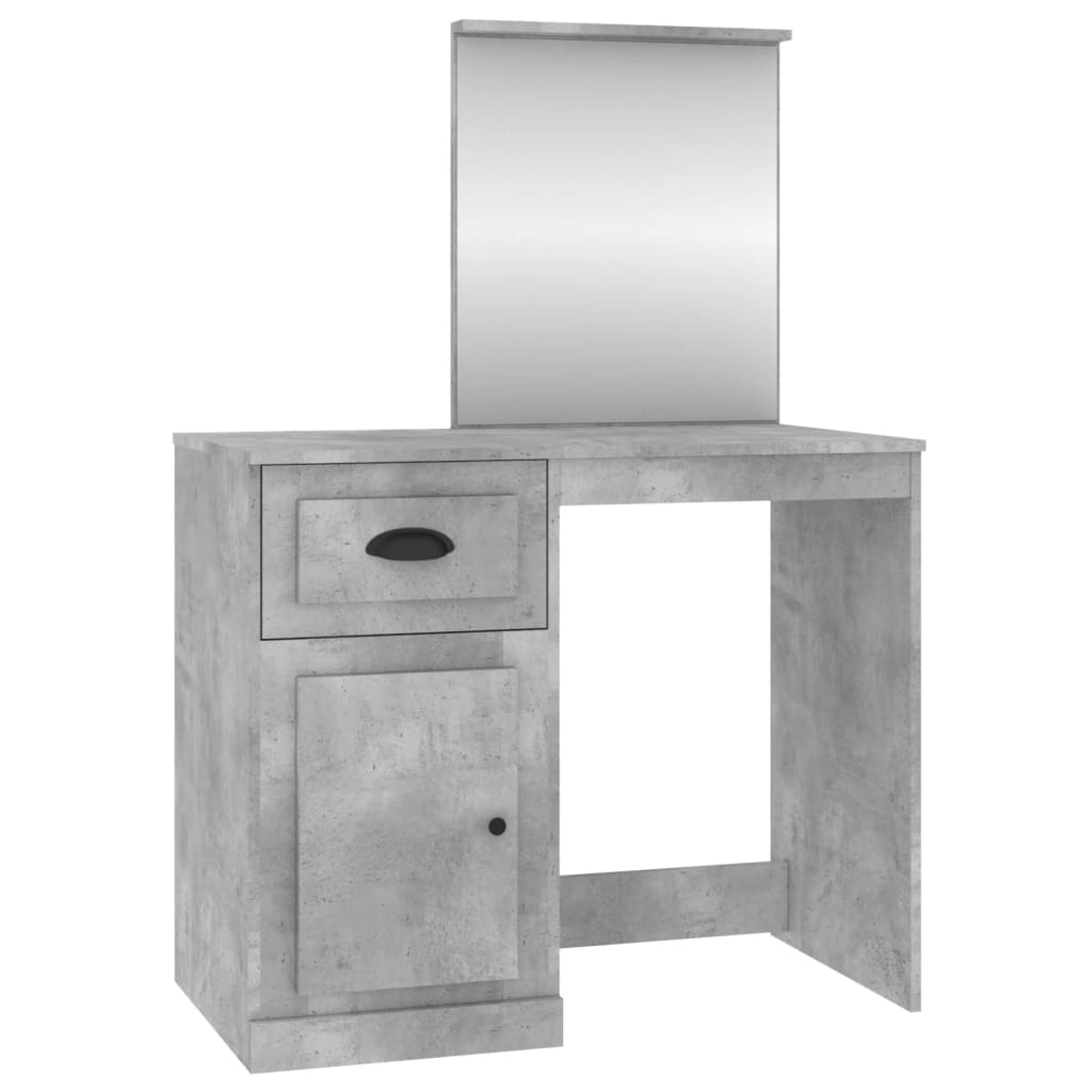 Dressing table with mirror concrete grey 90x50x132.5 cm wood material