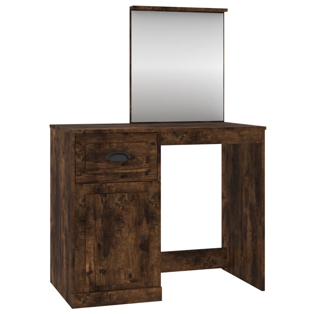 Dressing table with mirror smoked oak 90x50x132.5 cm