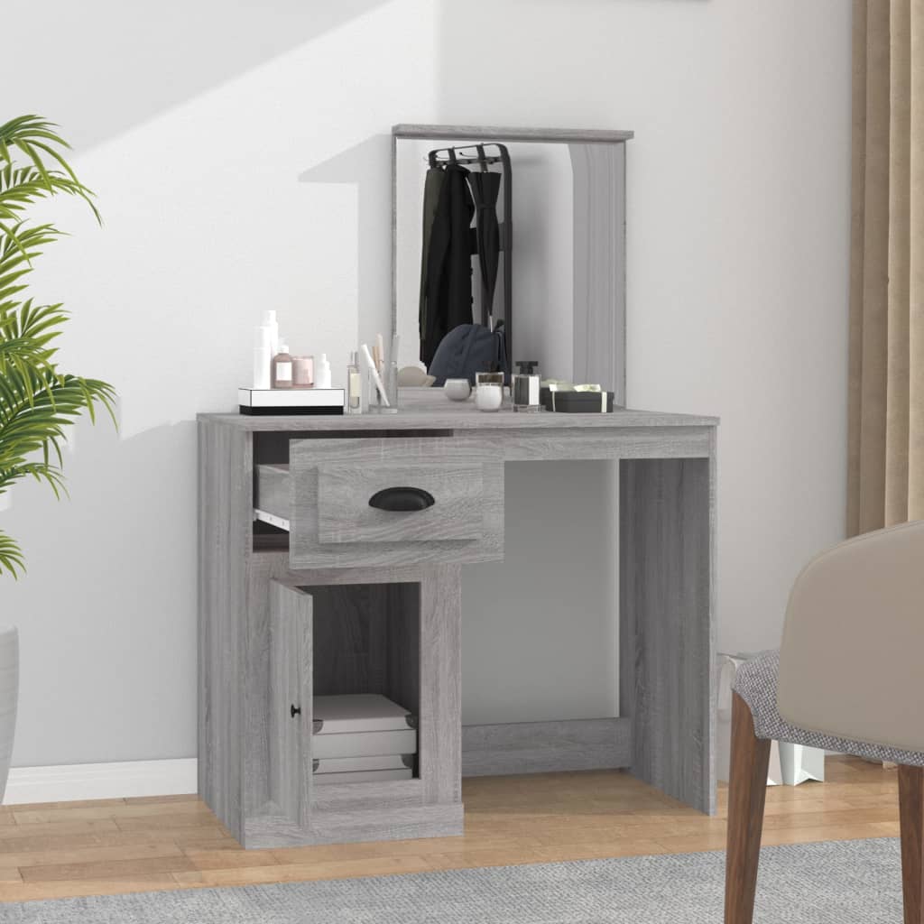 Dressing Table with Mirror Gray Sonoma 90x50x132.5 cm