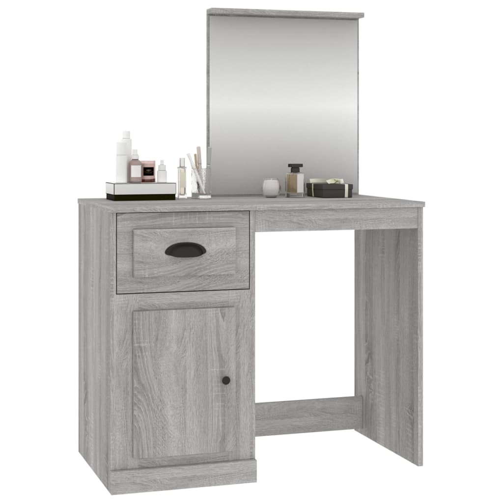 Dressing Table with Mirror Gray Sonoma 90x50x132.5 cm