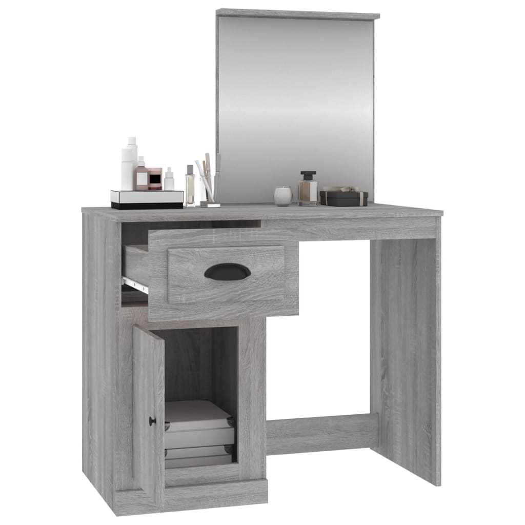 Dressing Table with Mirror Gray Sonoma 90x50x132.5 cm