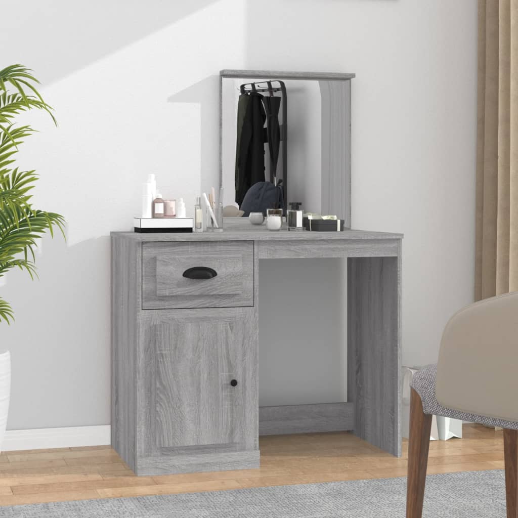 Dressing Table with Mirror Gray Sonoma 90x50x132.5 cm