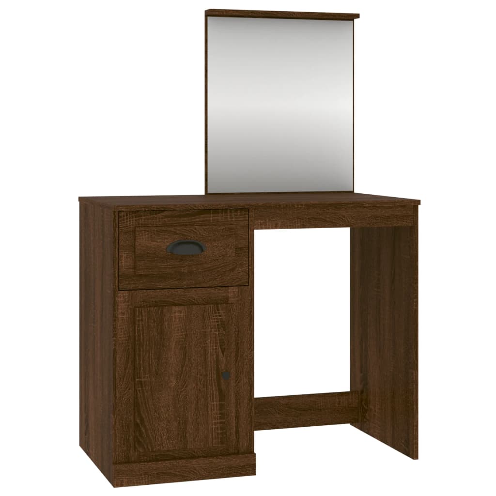 Dressing Table with Mirror Brown Oak Look 90x50x132.5 cm