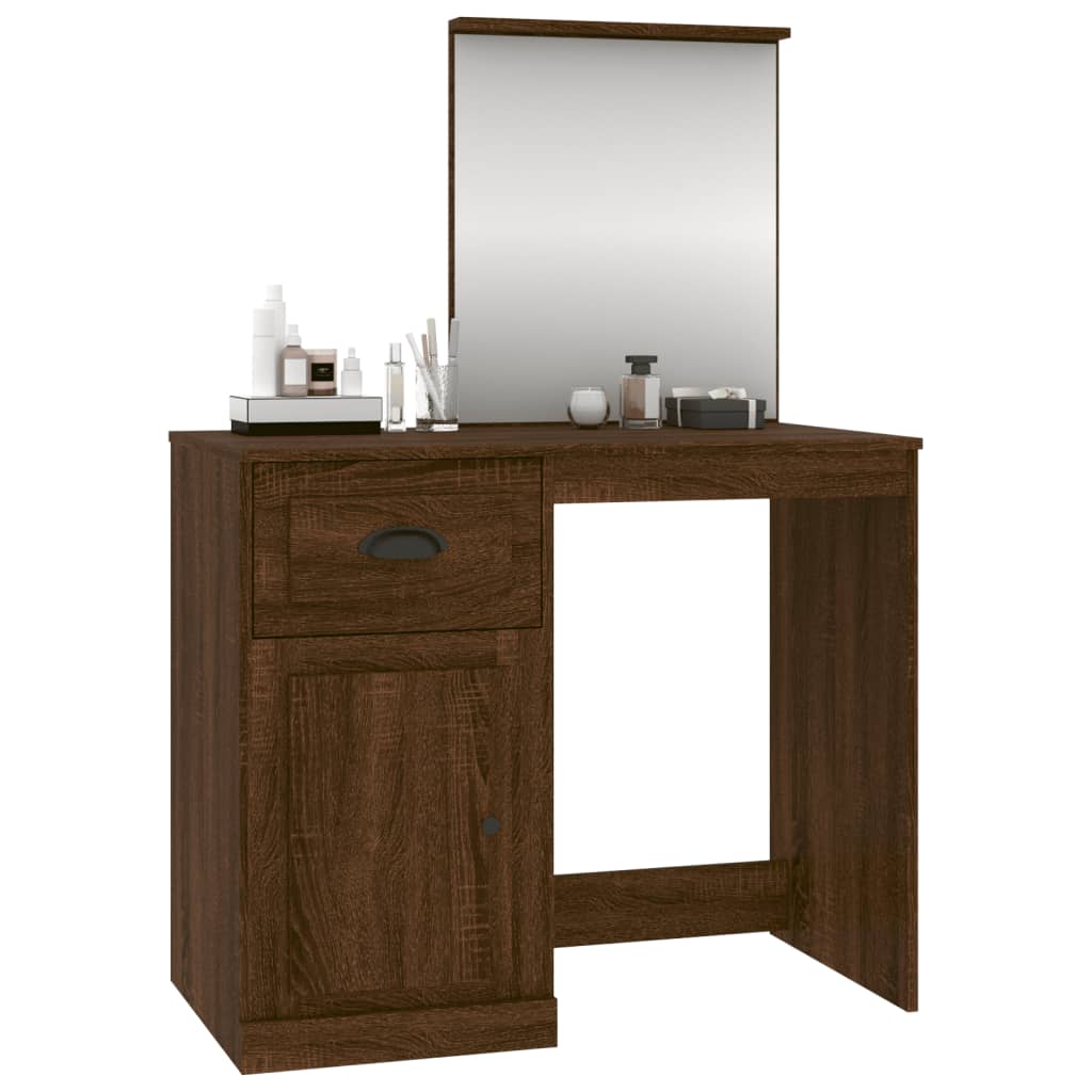 Dressing Table with Mirror Brown Oak Look 90x50x132.5 cm