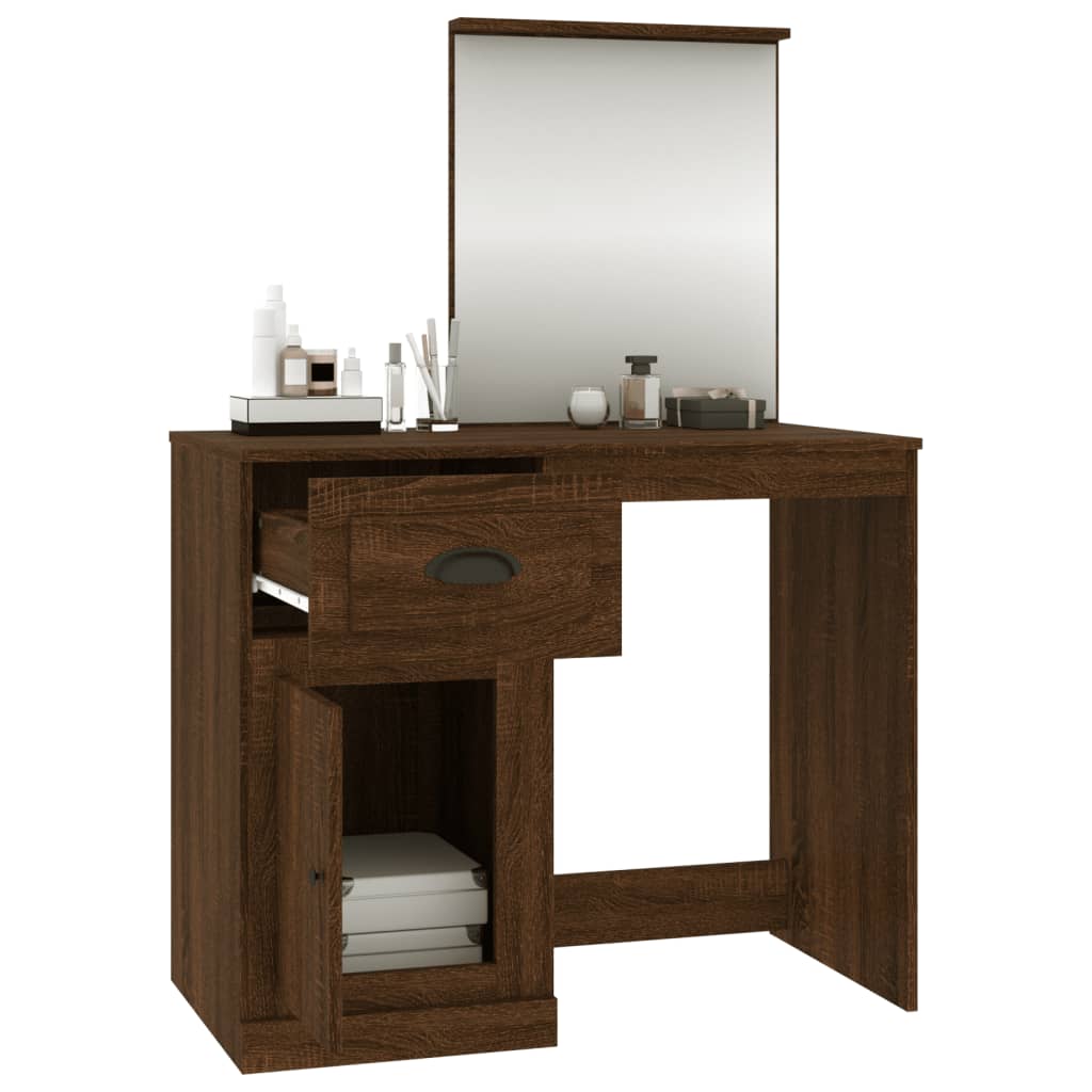 Dressing Table with Mirror Brown Oak Look 90x50x132.5 cm