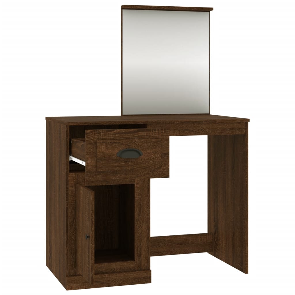 Dressing Table with Mirror Brown Oak Look 90x50x132.5 cm