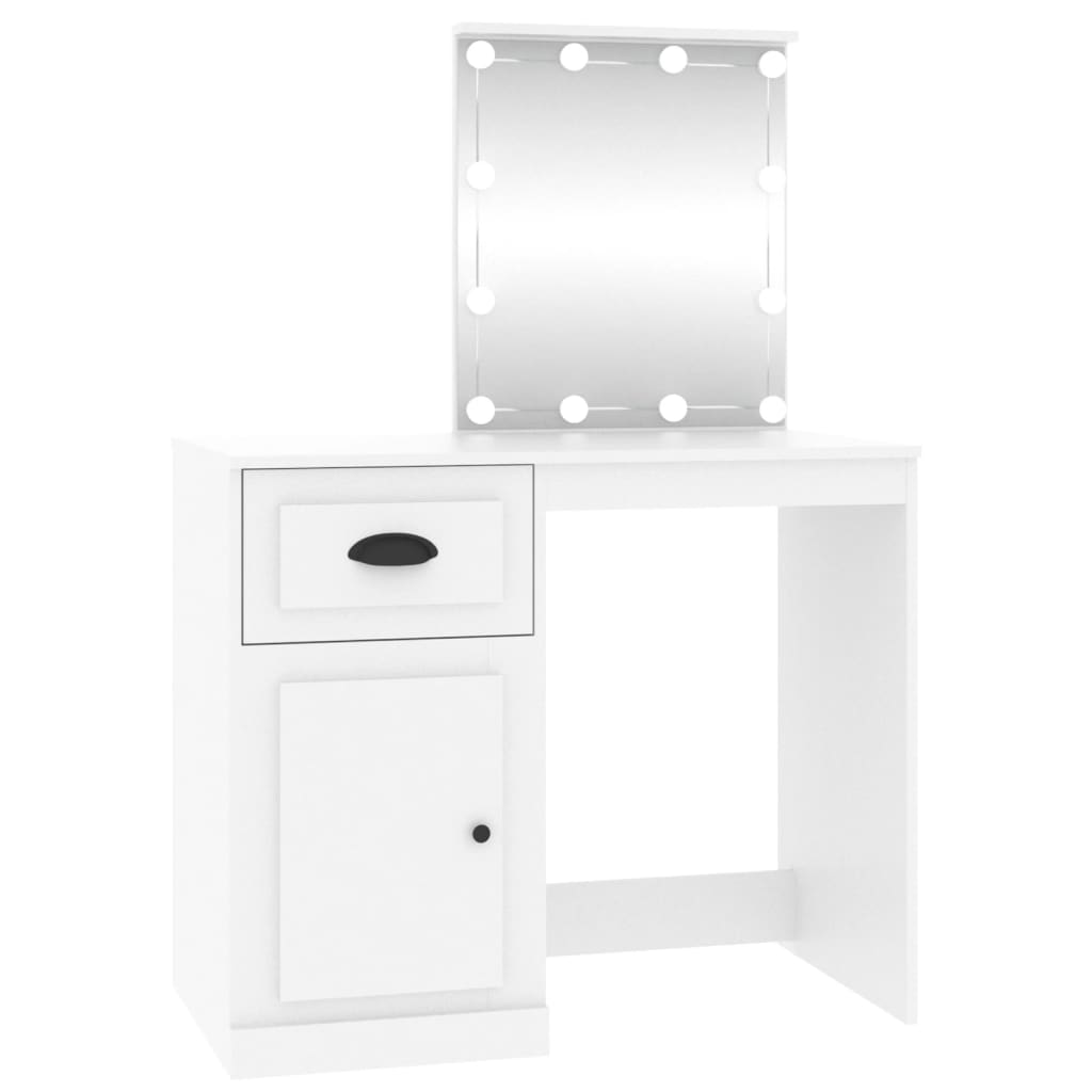 Dressing Table with LED White 90x50x132.5 cm Wood Material