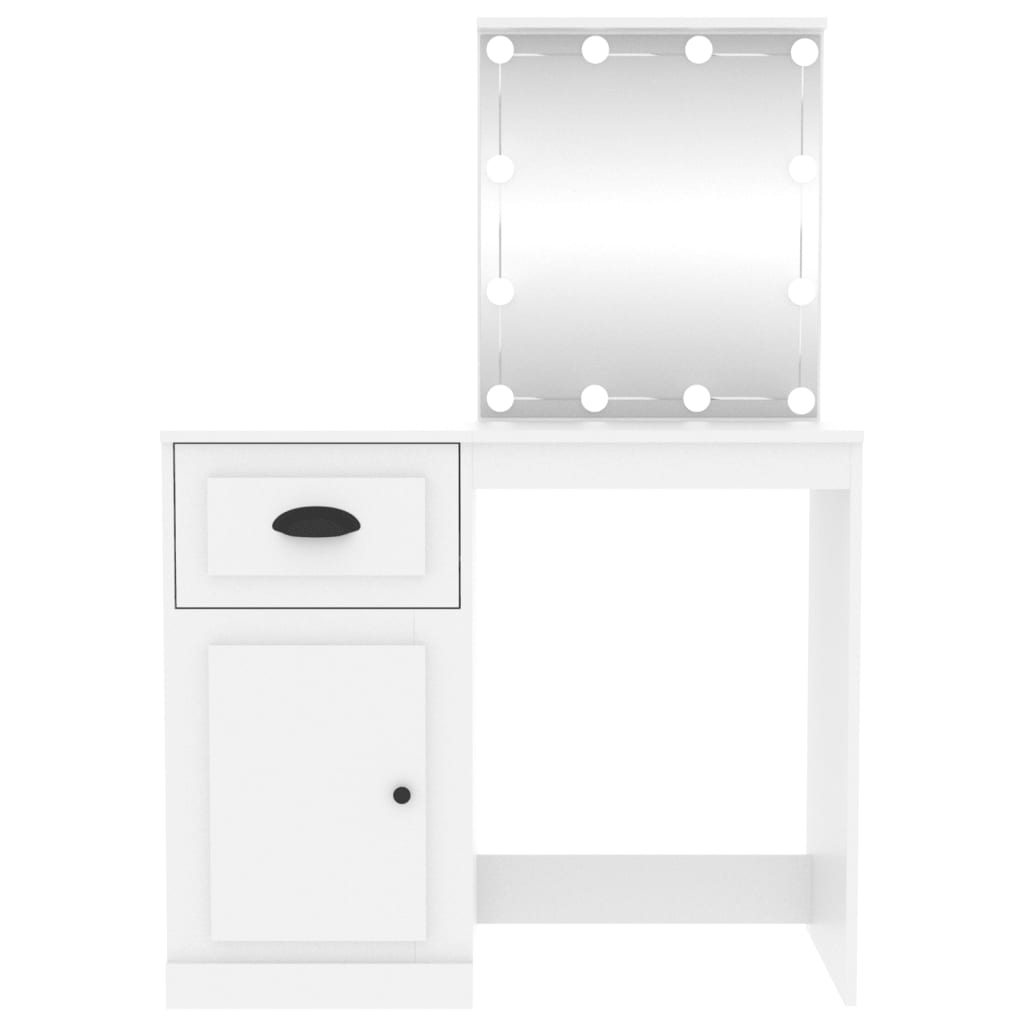 Dressing Table with LED White 90x50x132.5 cm Wood Material