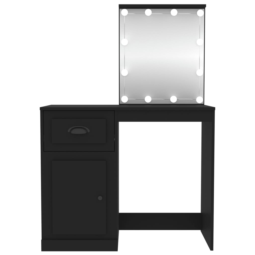 Dressing Table with LED Black 90x50x132.5 cm Wood Material