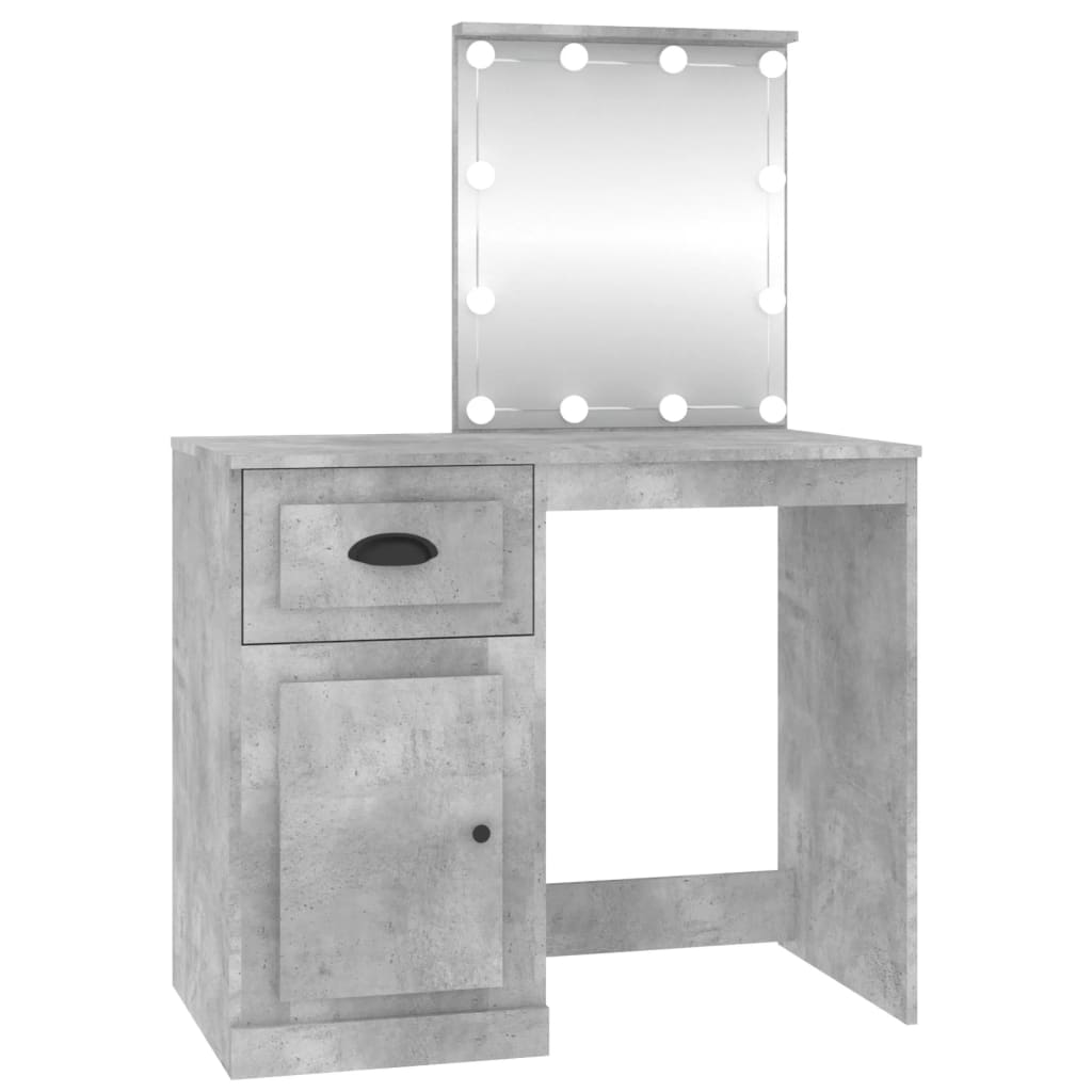 Dressing table with LEDs concrete grey 90x50x132.5 cm wood material