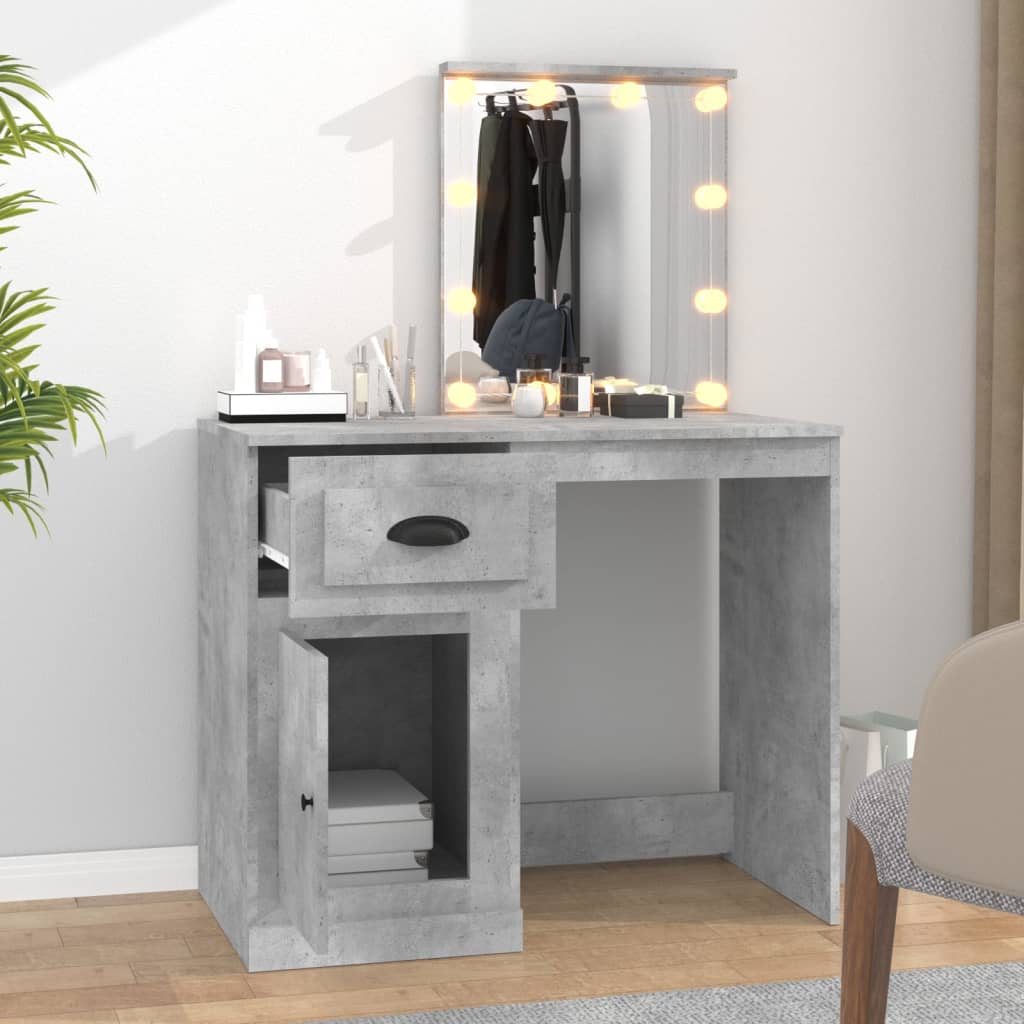 Dressing table with LEDs concrete grey 90x50x132.5 cm wood material