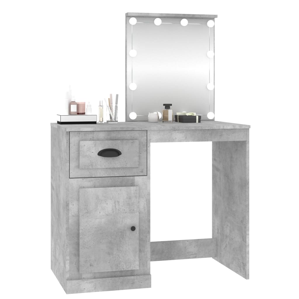 Dressing table with LEDs concrete grey 90x50x132.5 cm wood material