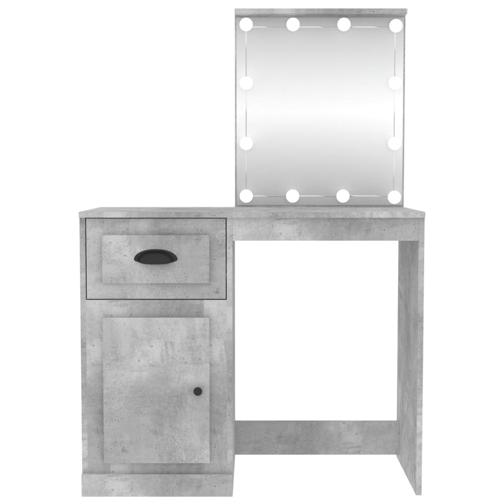 Dressing table with LEDs concrete grey 90x50x132.5 cm wood material