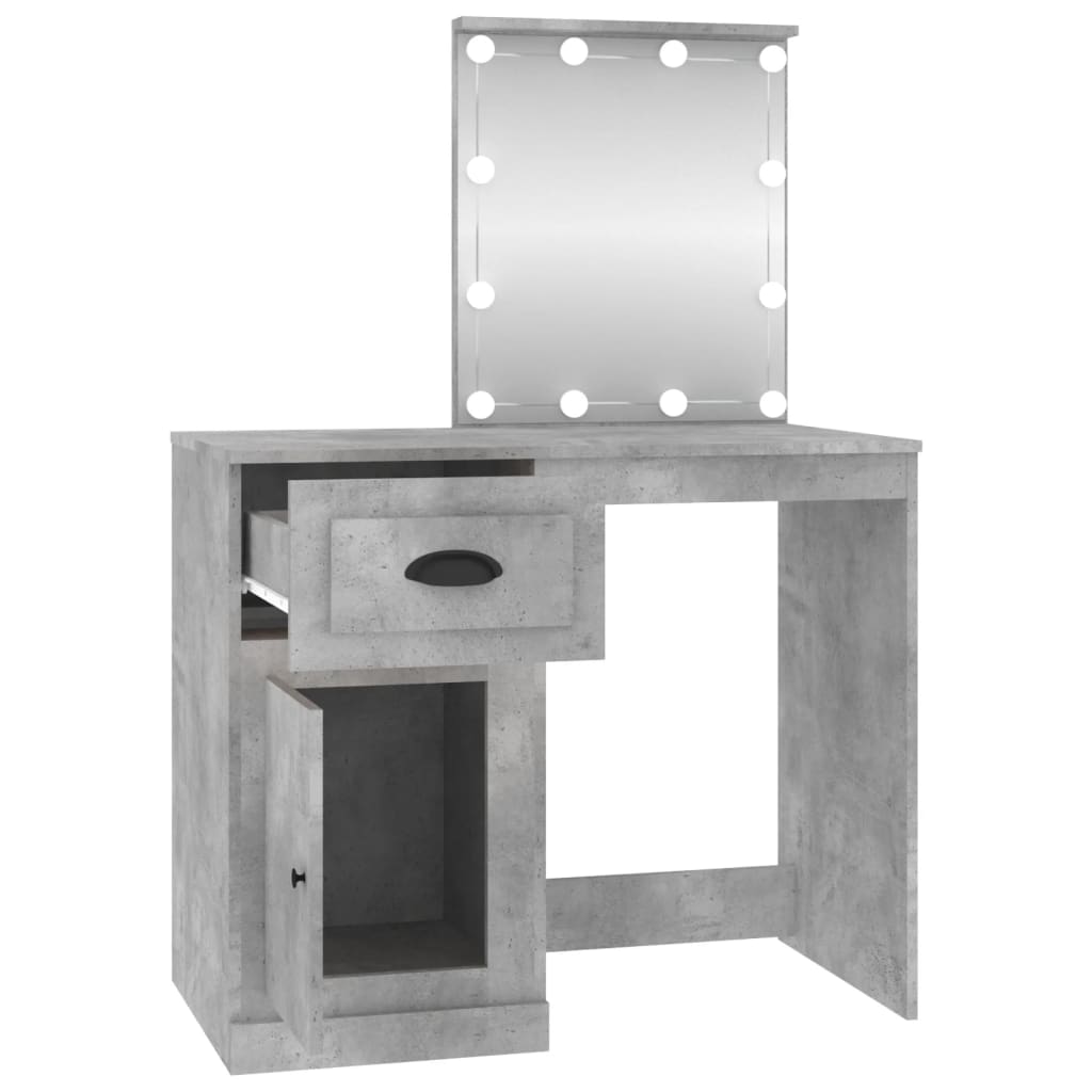 Dressing table with LEDs concrete grey 90x50x132.5 cm wood material