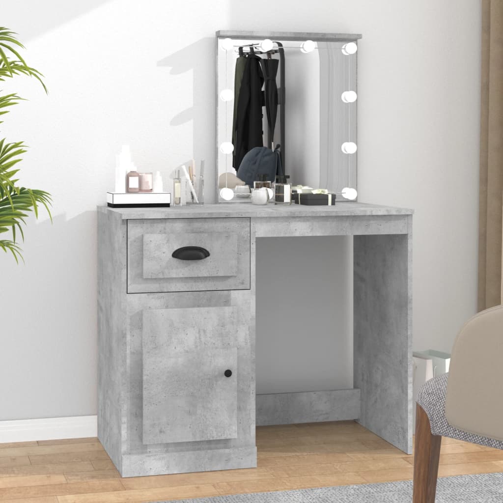 Dressing table with LEDs concrete grey 90x50x132.5 cm wood material