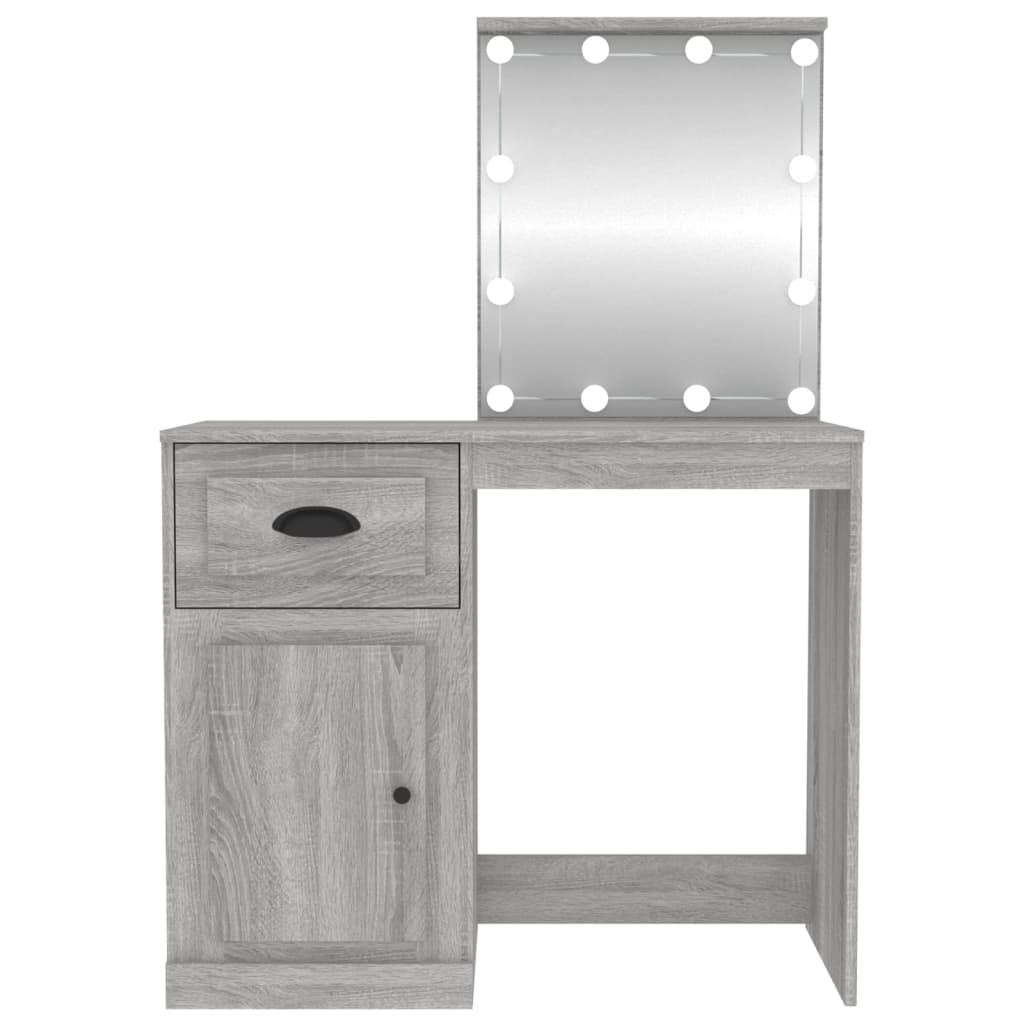 Dressing table with LEDs Grey Sonoma 90x50x132.5 cm wood material