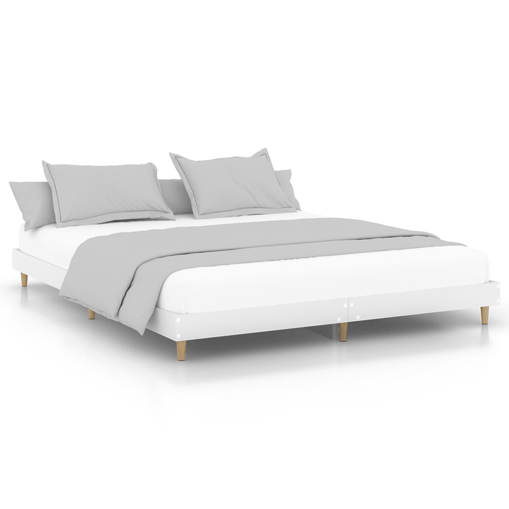 Bed frame white 200x200 cm wood material