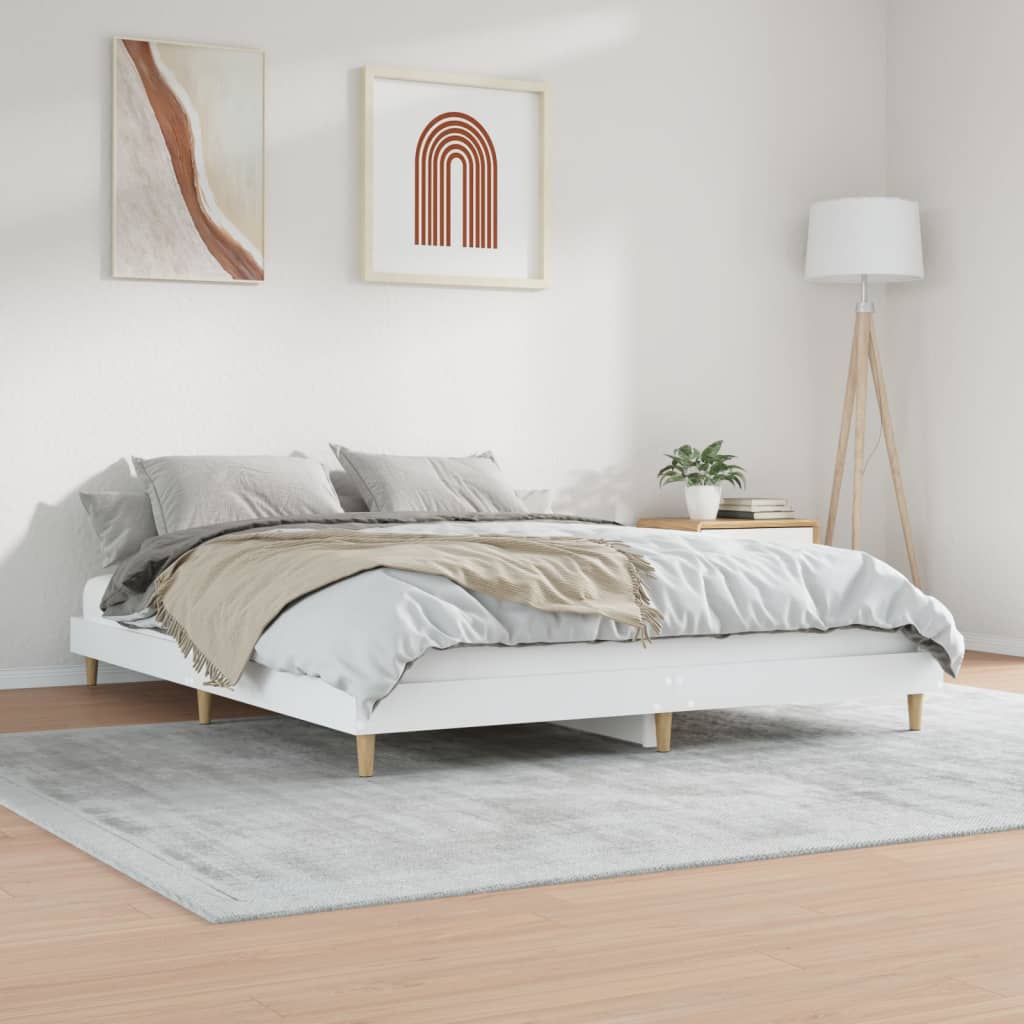 Bed frame white 200x200 cm wood material