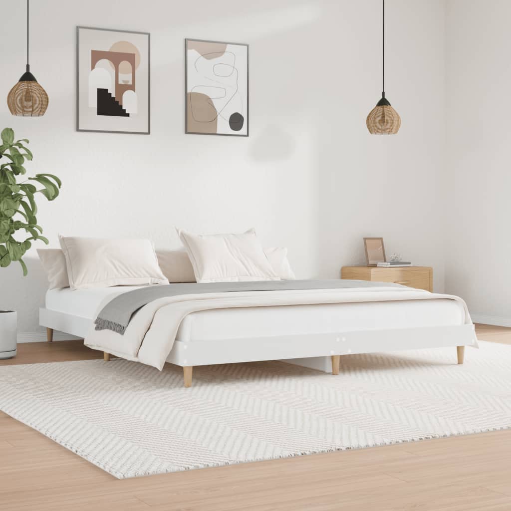 Bed frame white 200x200 cm wood material