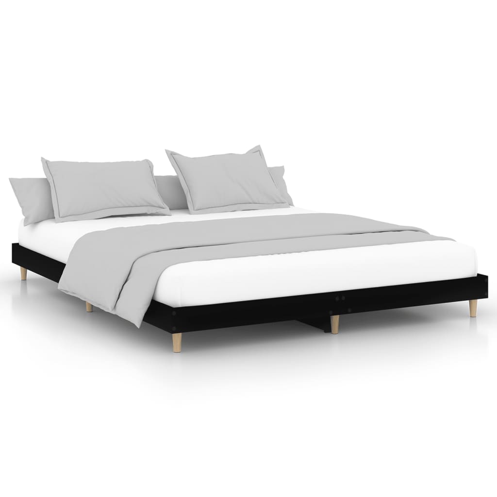 Bed frame black 200x200 cm wood material