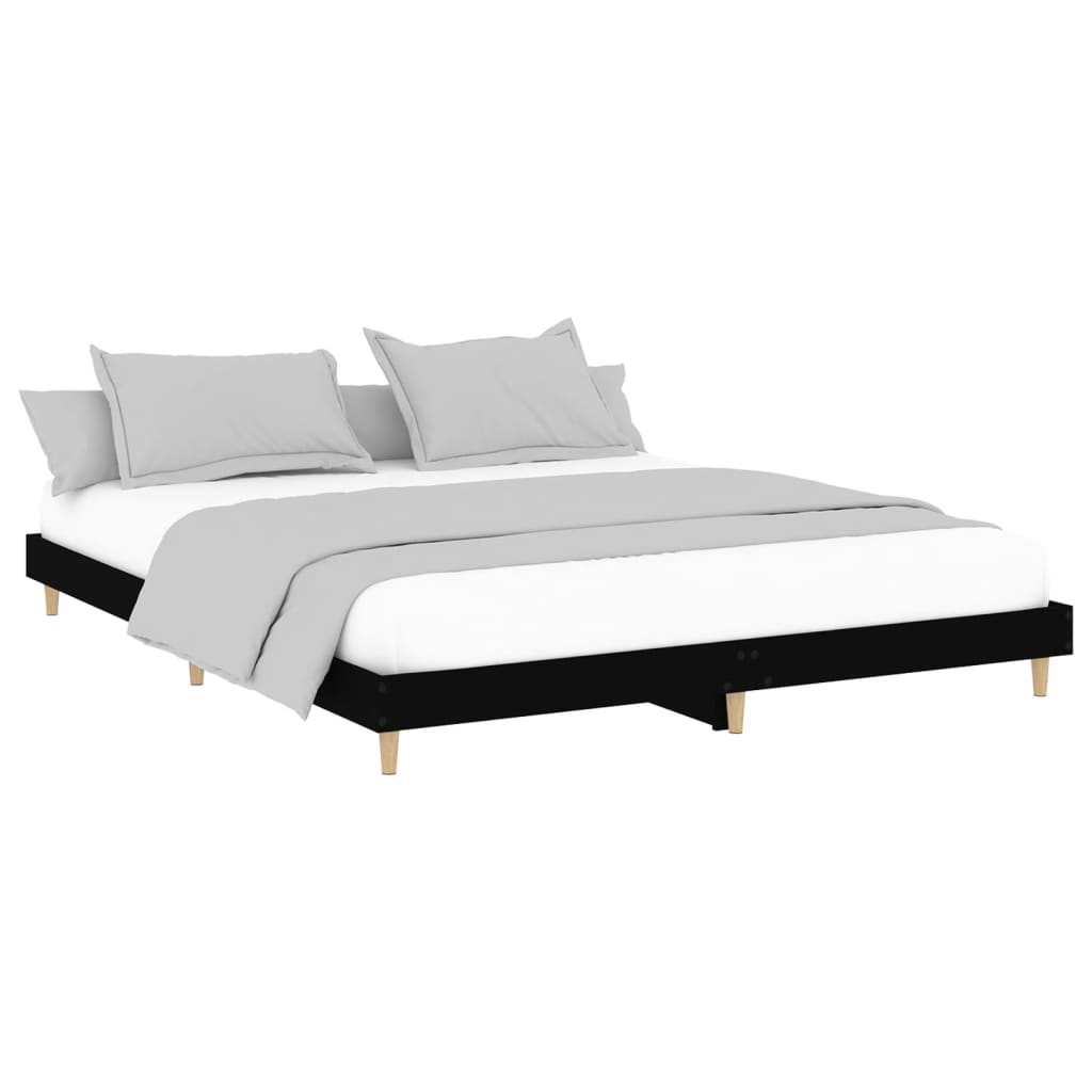 Bed frame black 200x200 cm wood material