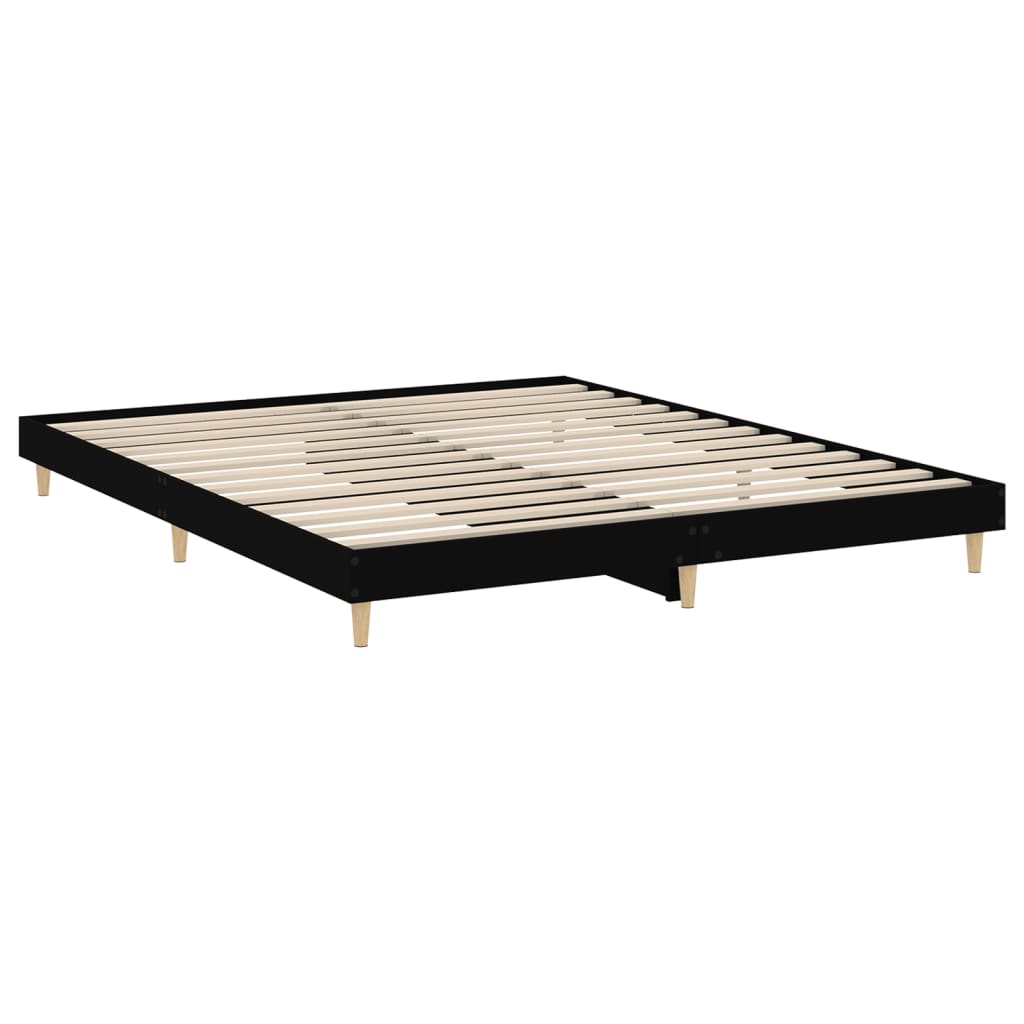 Bed frame black 200x200 cm wood material