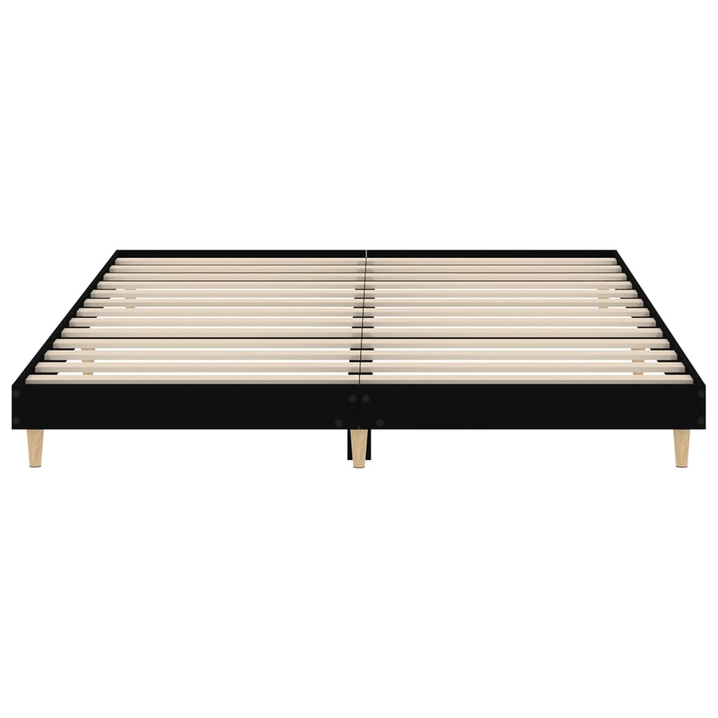 Bed frame black 200x200 cm wood material