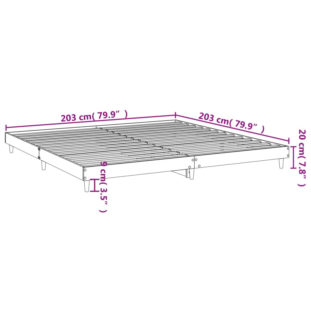 Bed frame black 200x200 cm wood material