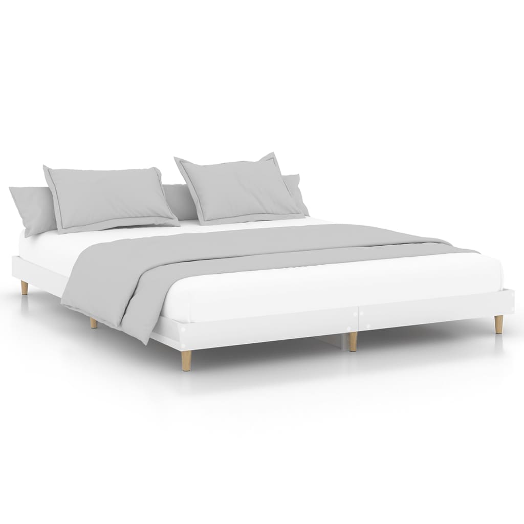 Bed frame high gloss white 200x200 cm wood material