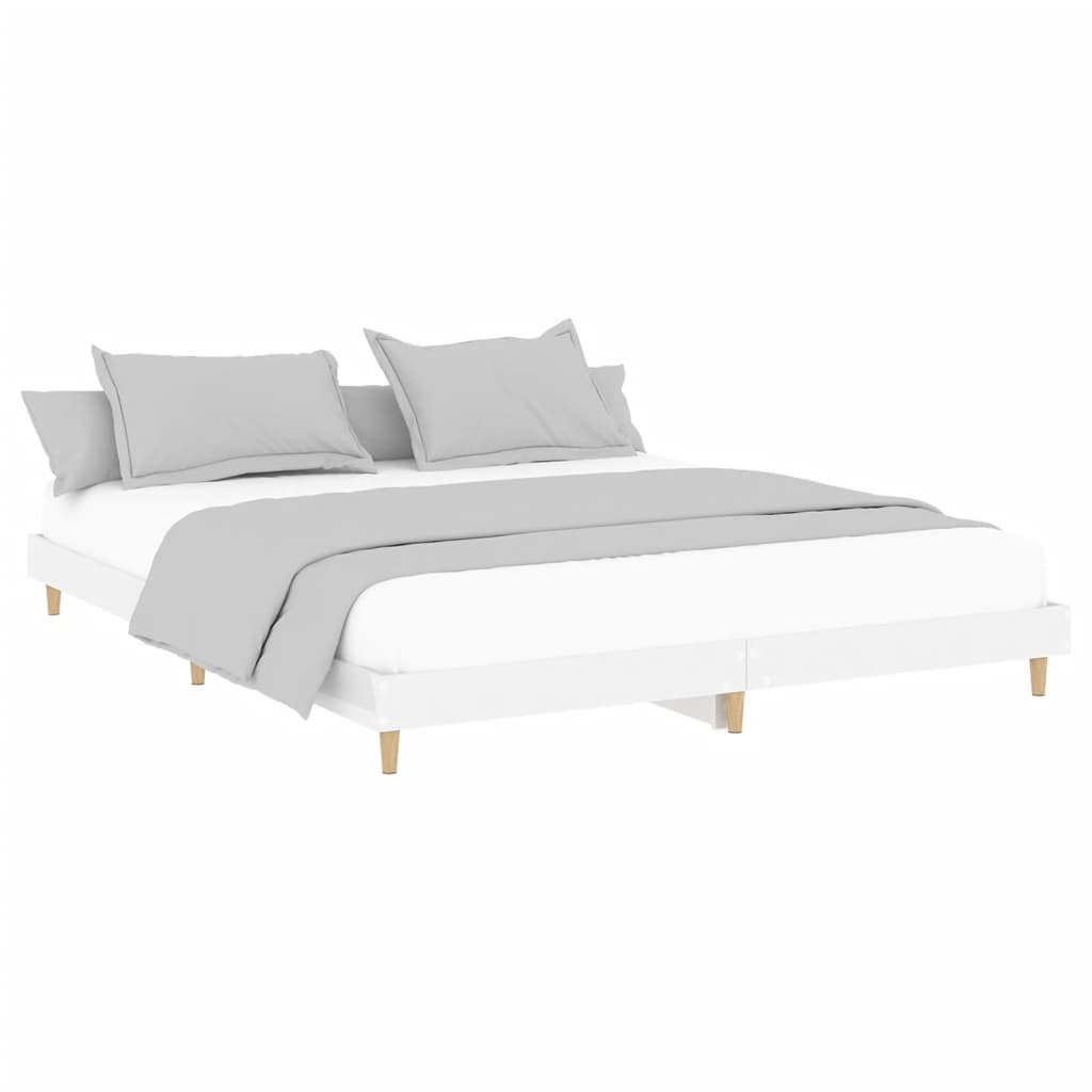 Bed frame high gloss white 200x200 cm wood material