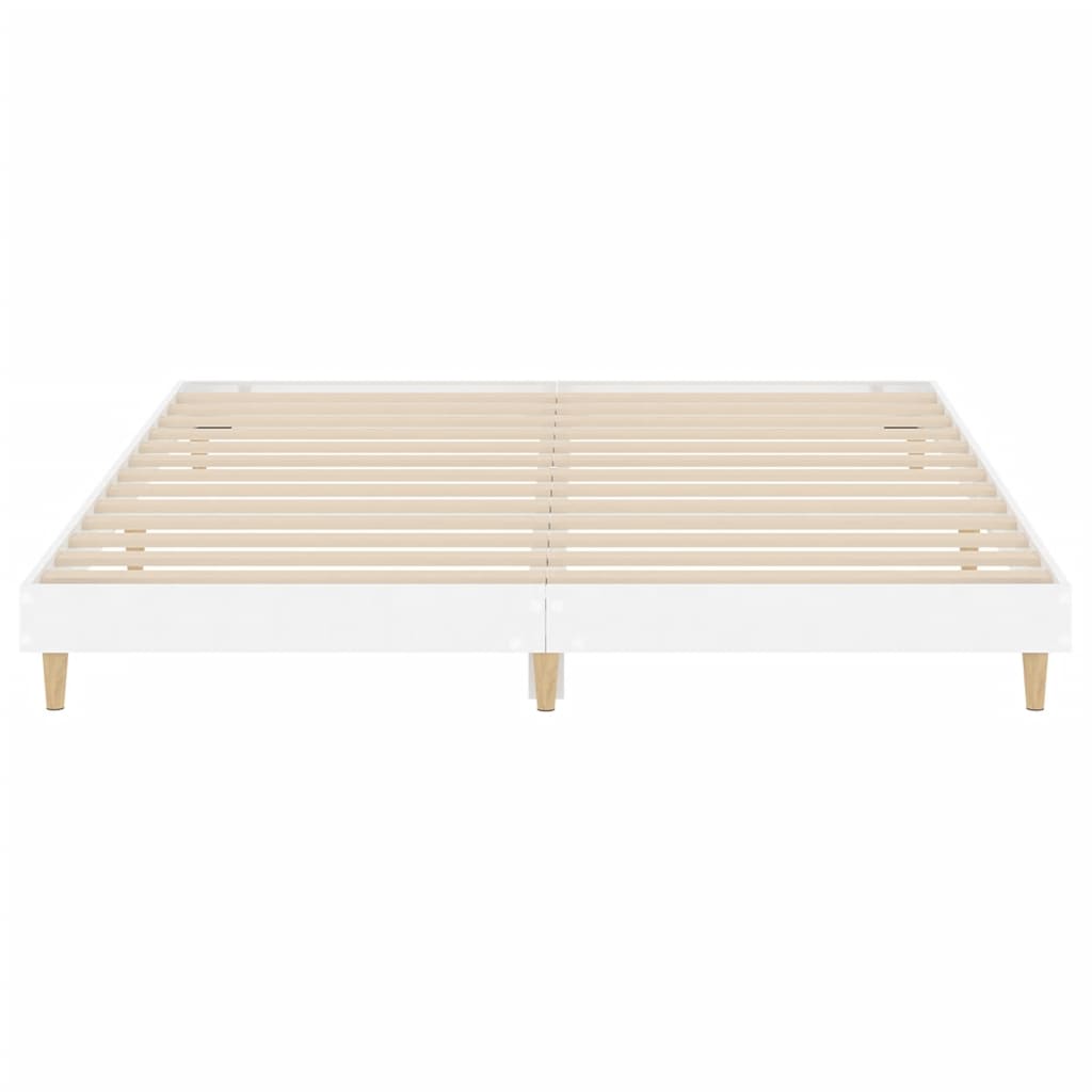 Bed frame high gloss white 200x200 cm wood material