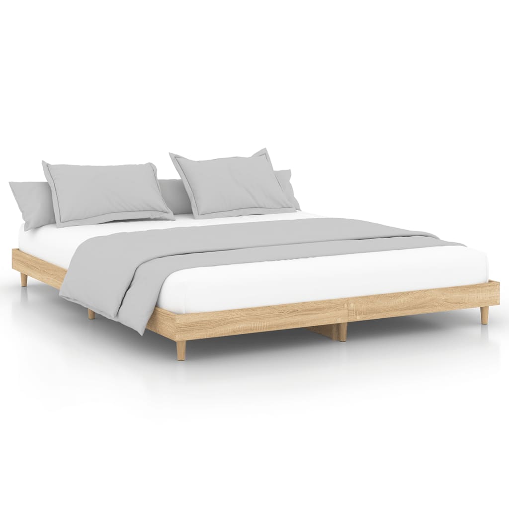 Bed frame without mattress Sonoma oak 200x200 cm wood material