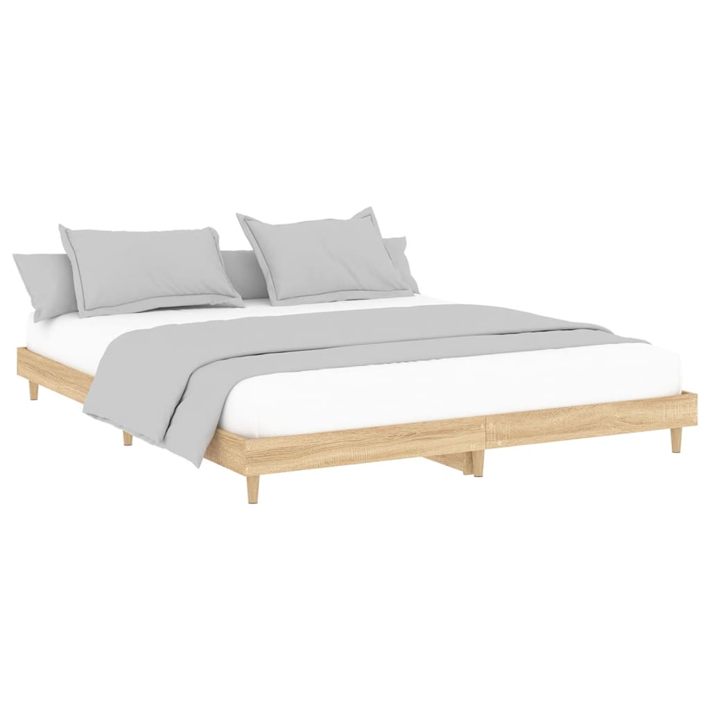 Bed frame without mattress Sonoma oak 200x200 cm wood material